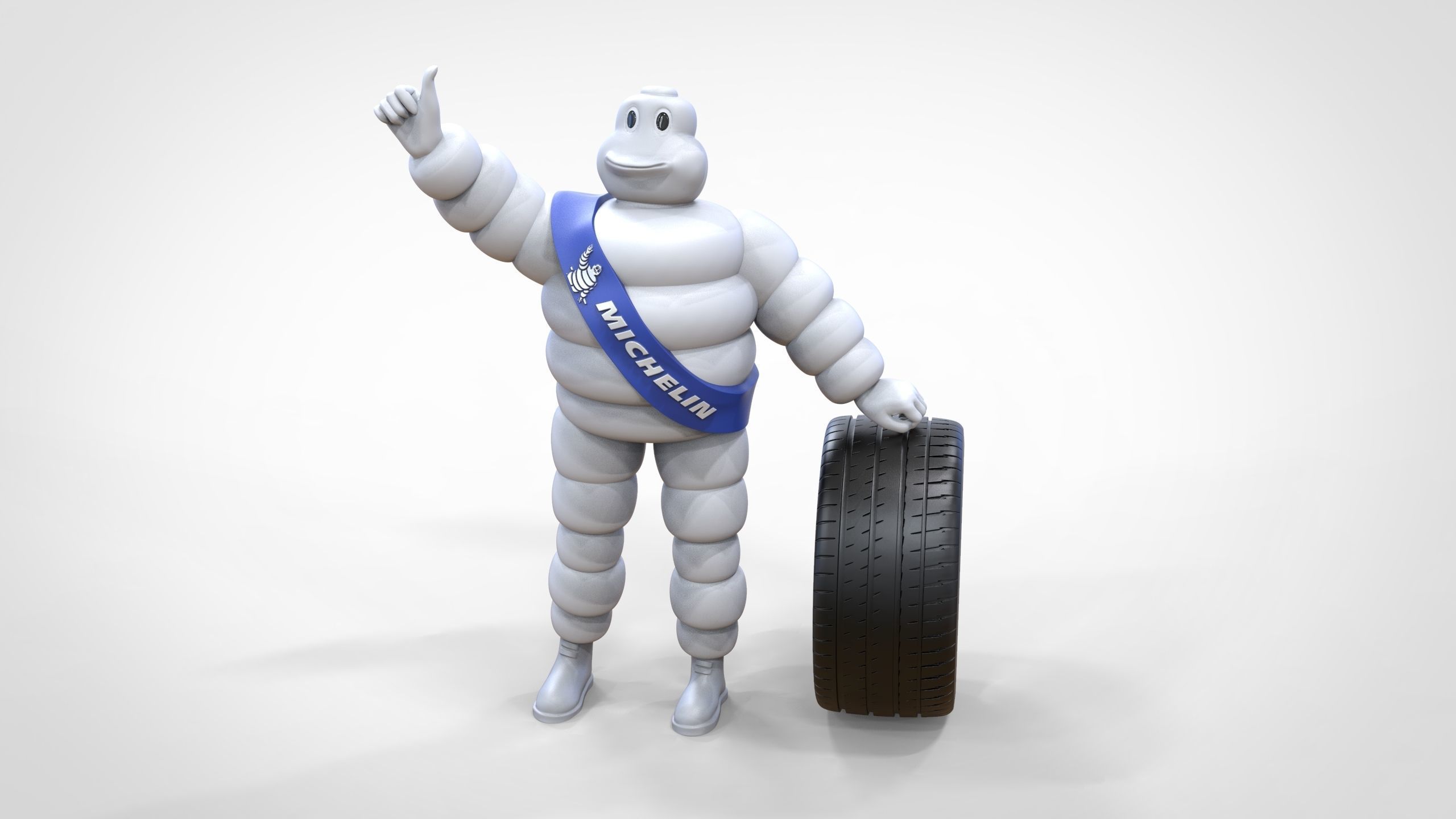 Michelin man with his tire 3D print model_4