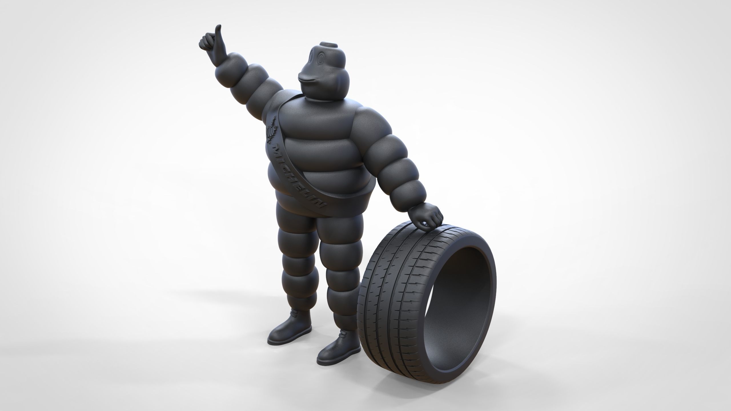 Michelin man with his tire 3D print model_30