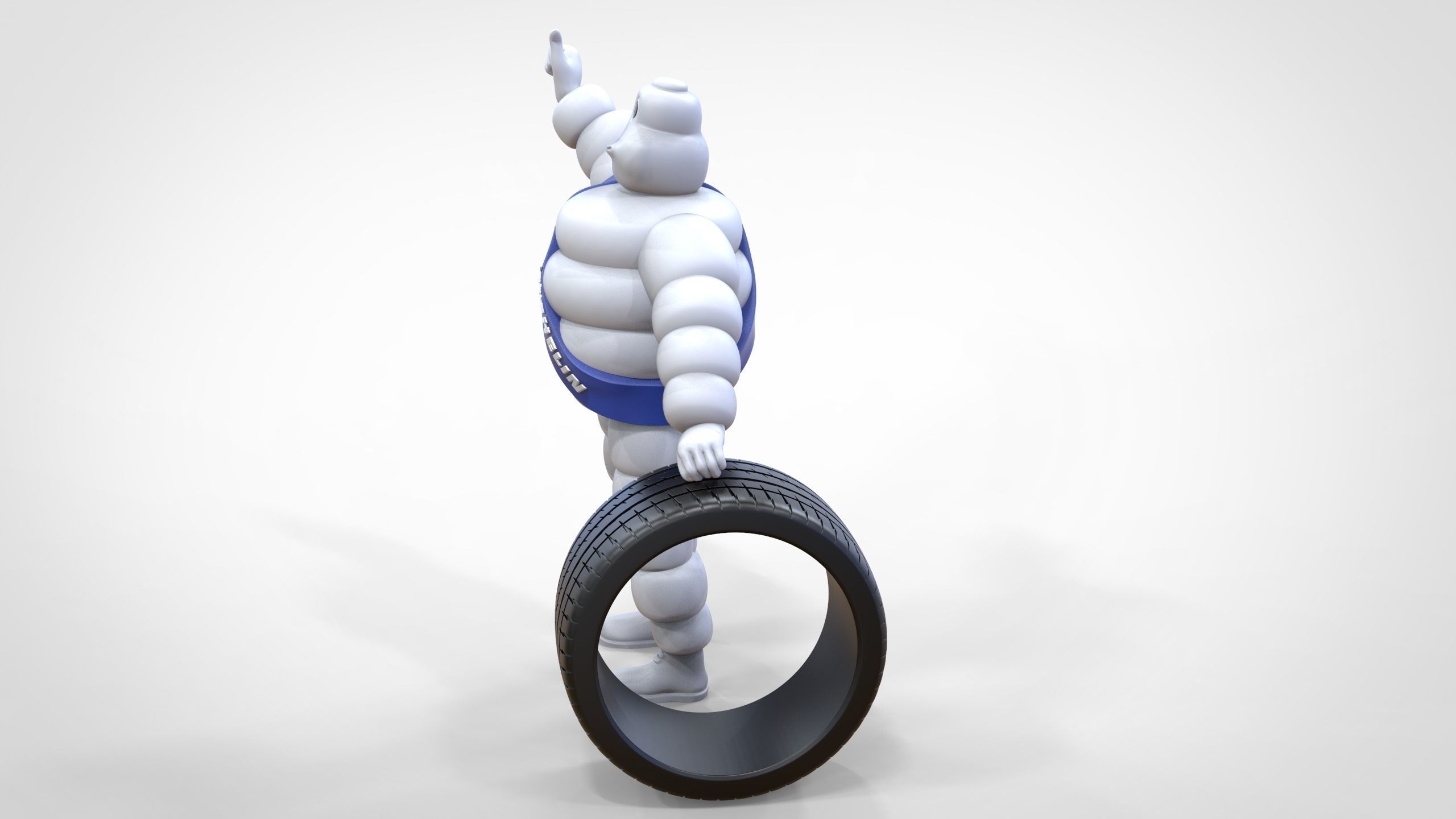 Michelin man with his tire 3D print model_9