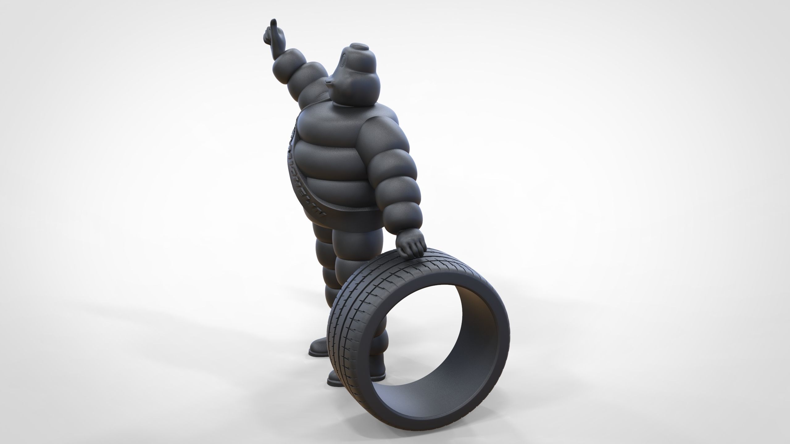 Michelin man with his tire 3D print model_29