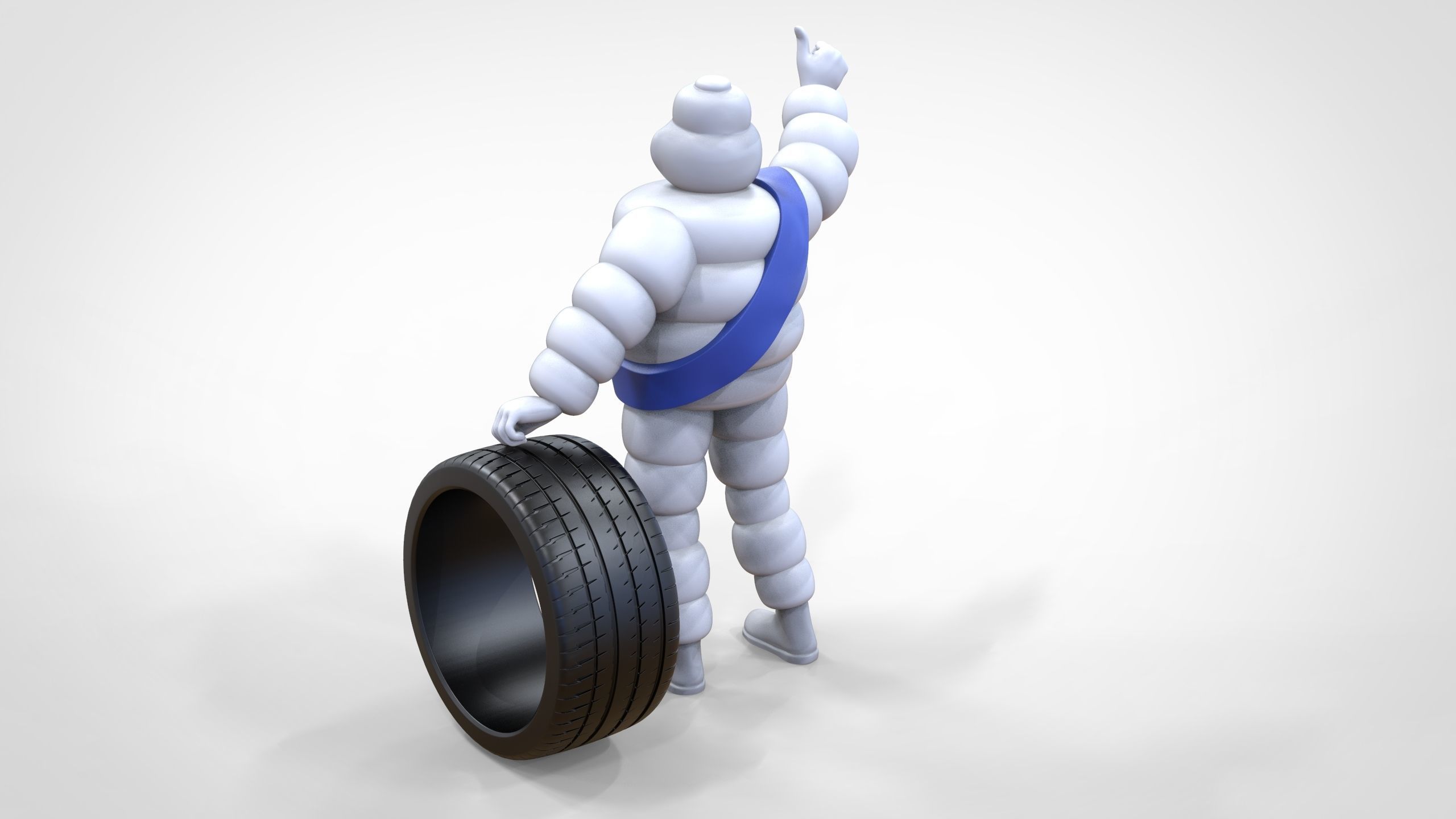 Michelin man with his tire 3D print model_13