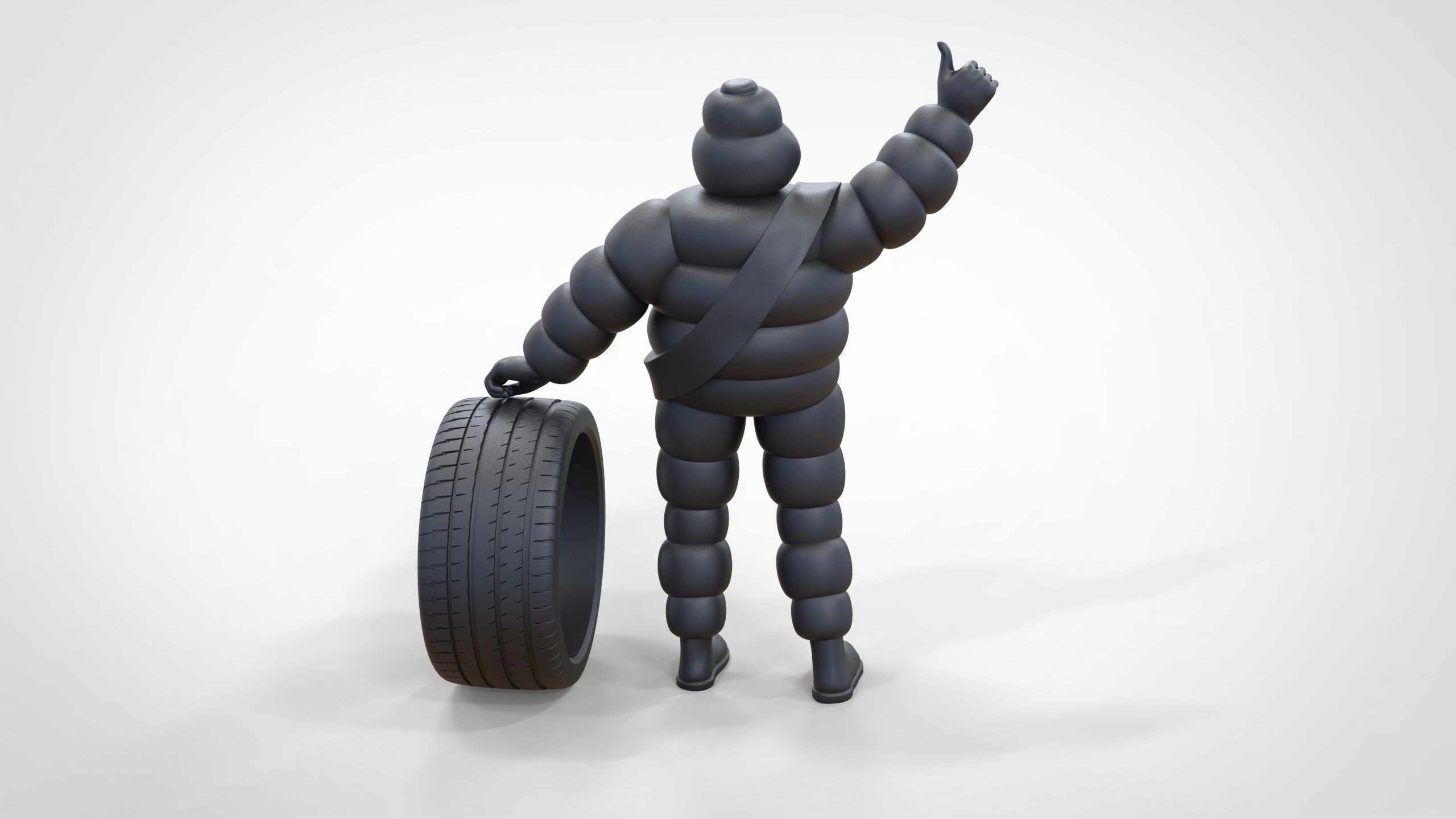 Michelin man with his tire 3D print model_34