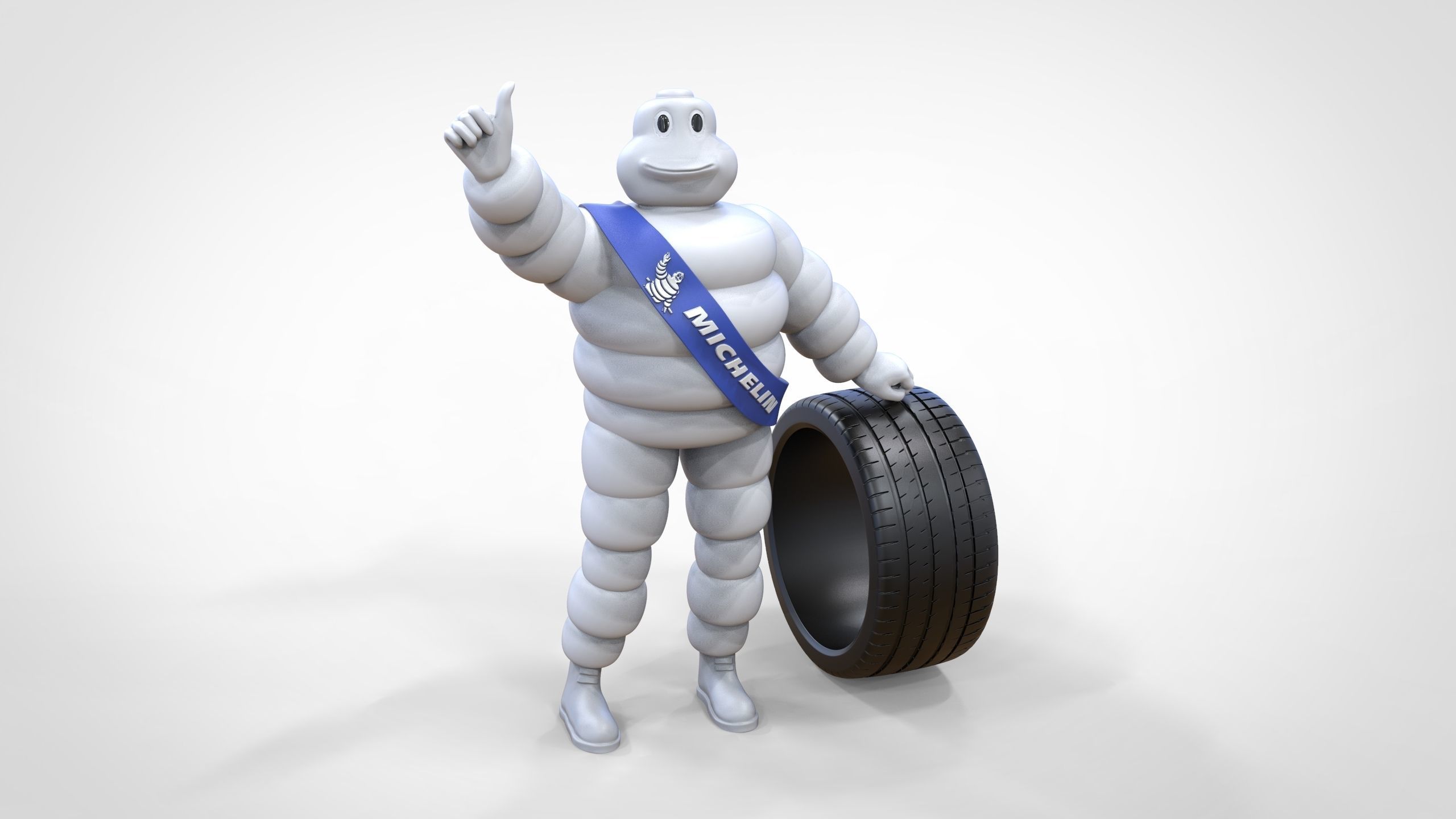 Michelin man with his tire 3D print model_26