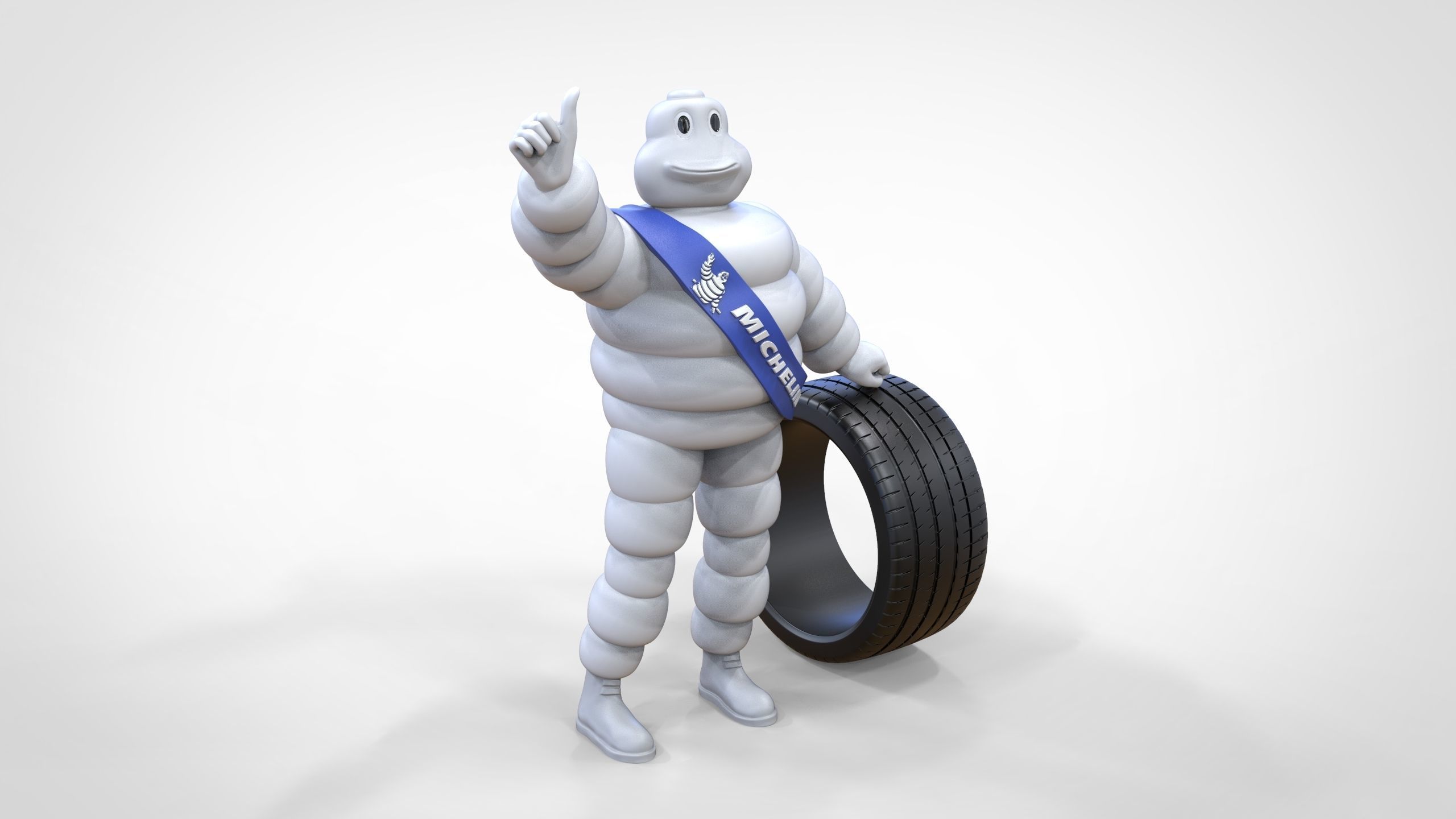 Michelin man with his tire 3D print model_25