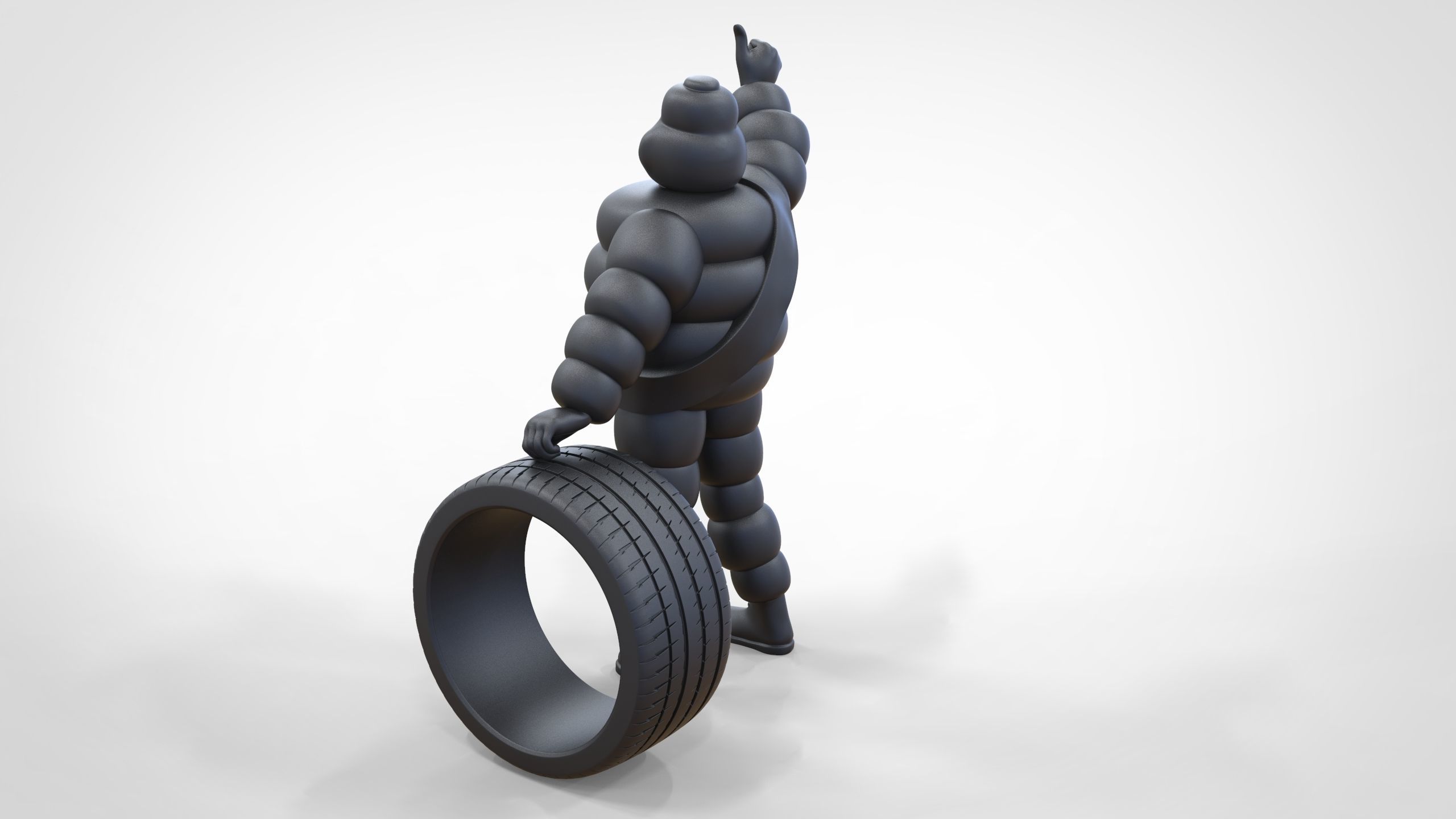 Michelin man with his tire 3D print model_32