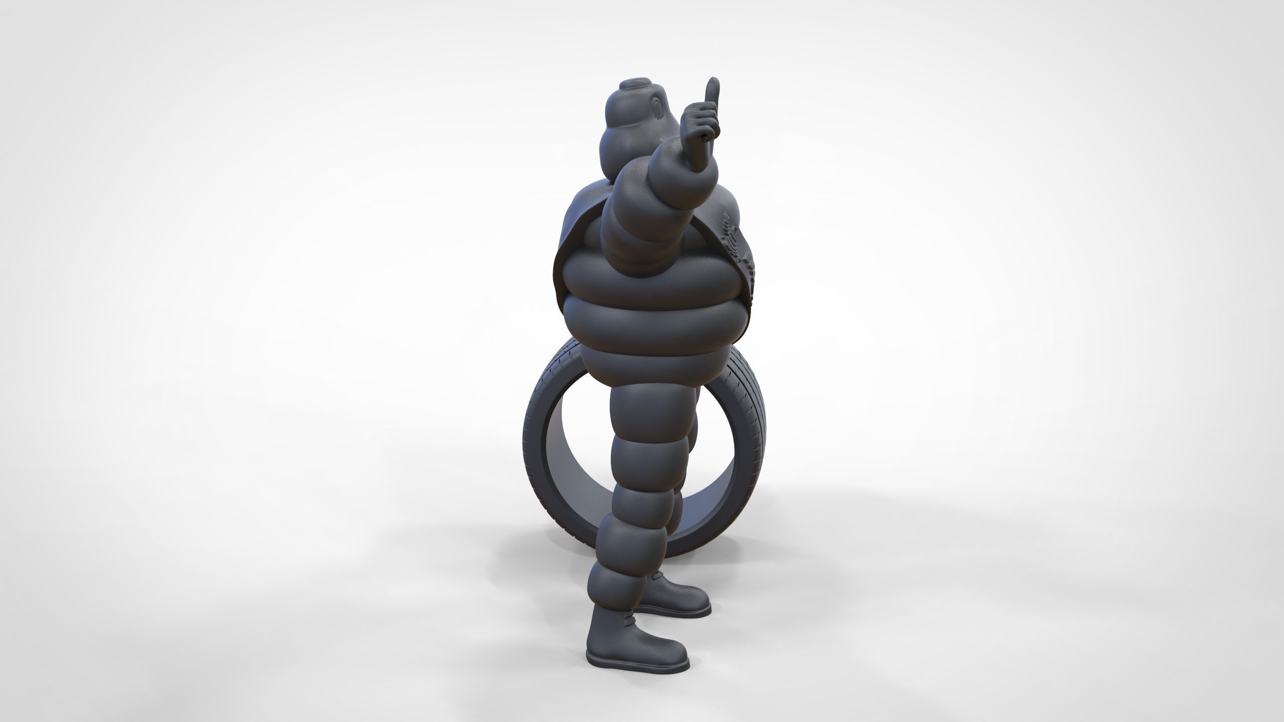 Michelin man with his tire 3D print model_37