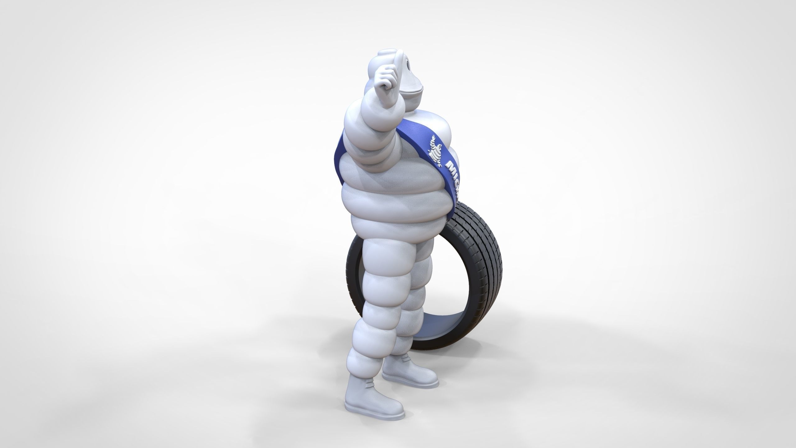 Michelin man with his tire 3D print model_23