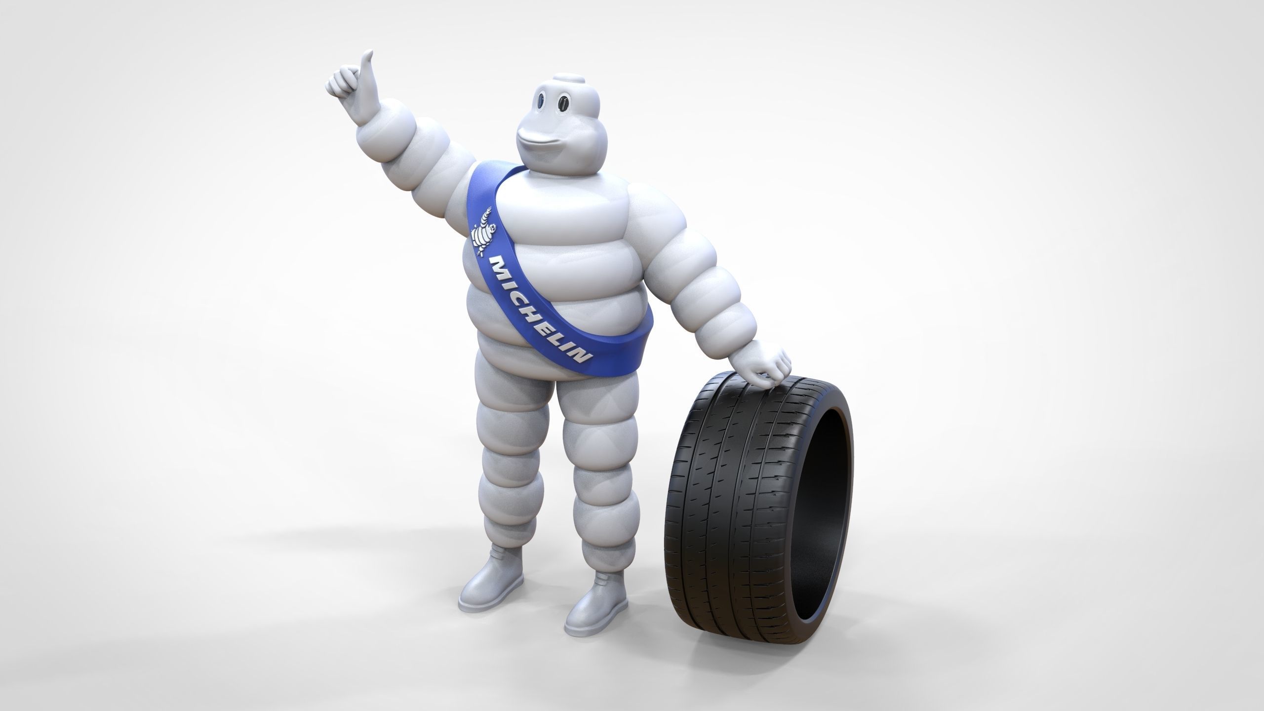 Michelin man with his tire 3D print model_5