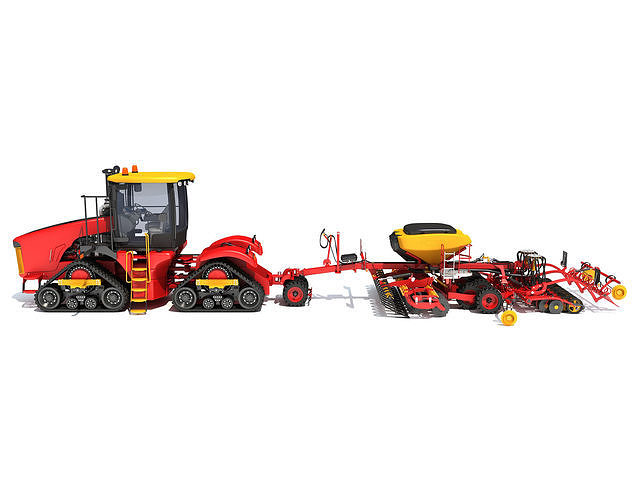 Tractor with Seed Drill 3D model