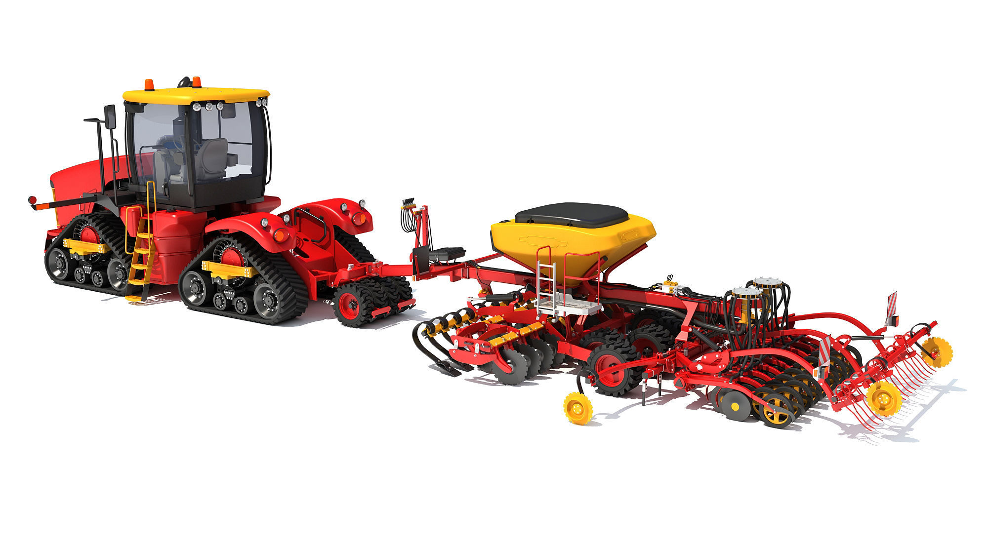 Tractor with Seed Drill 3D model_2