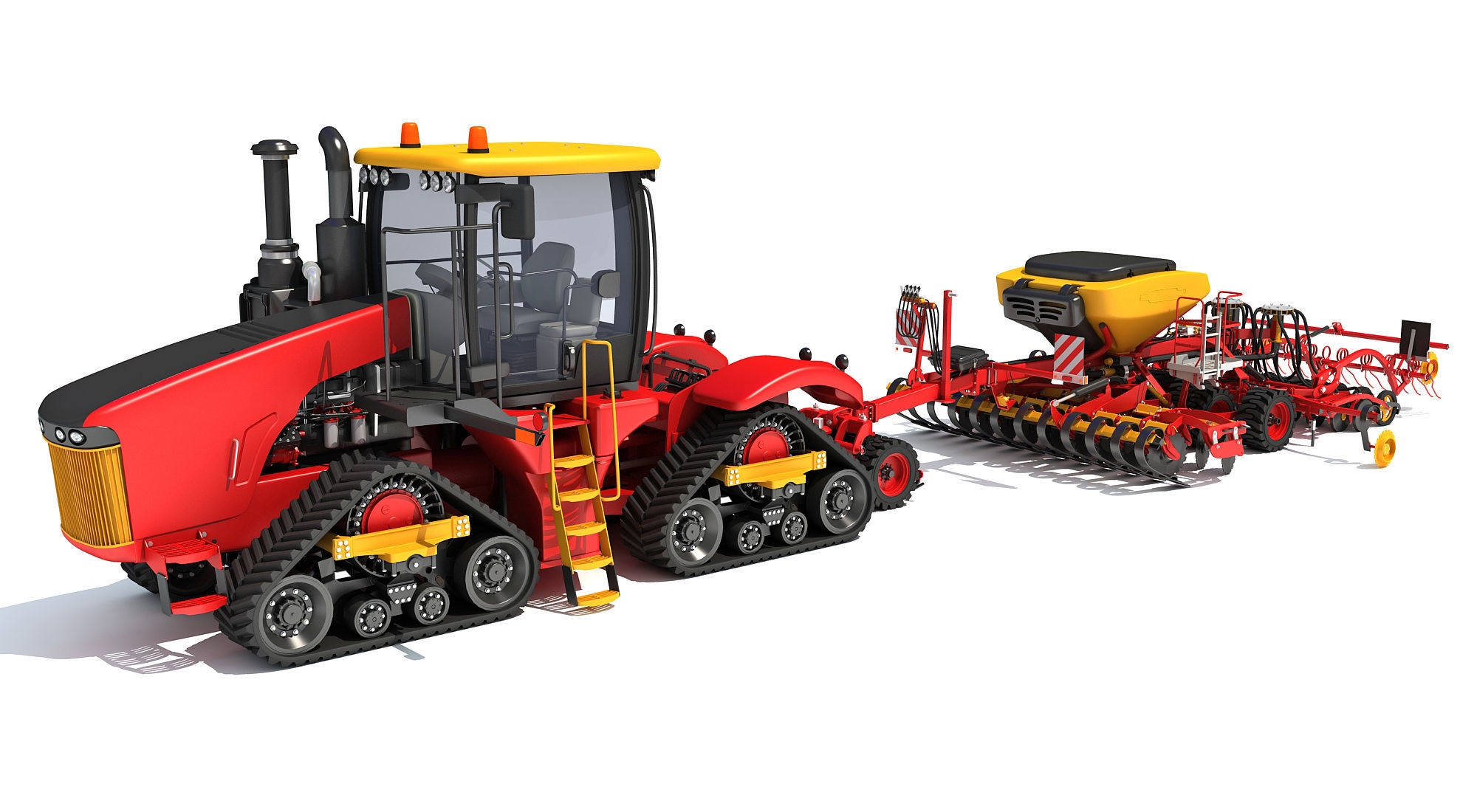 Tractor with Seed Drill 3D model_1