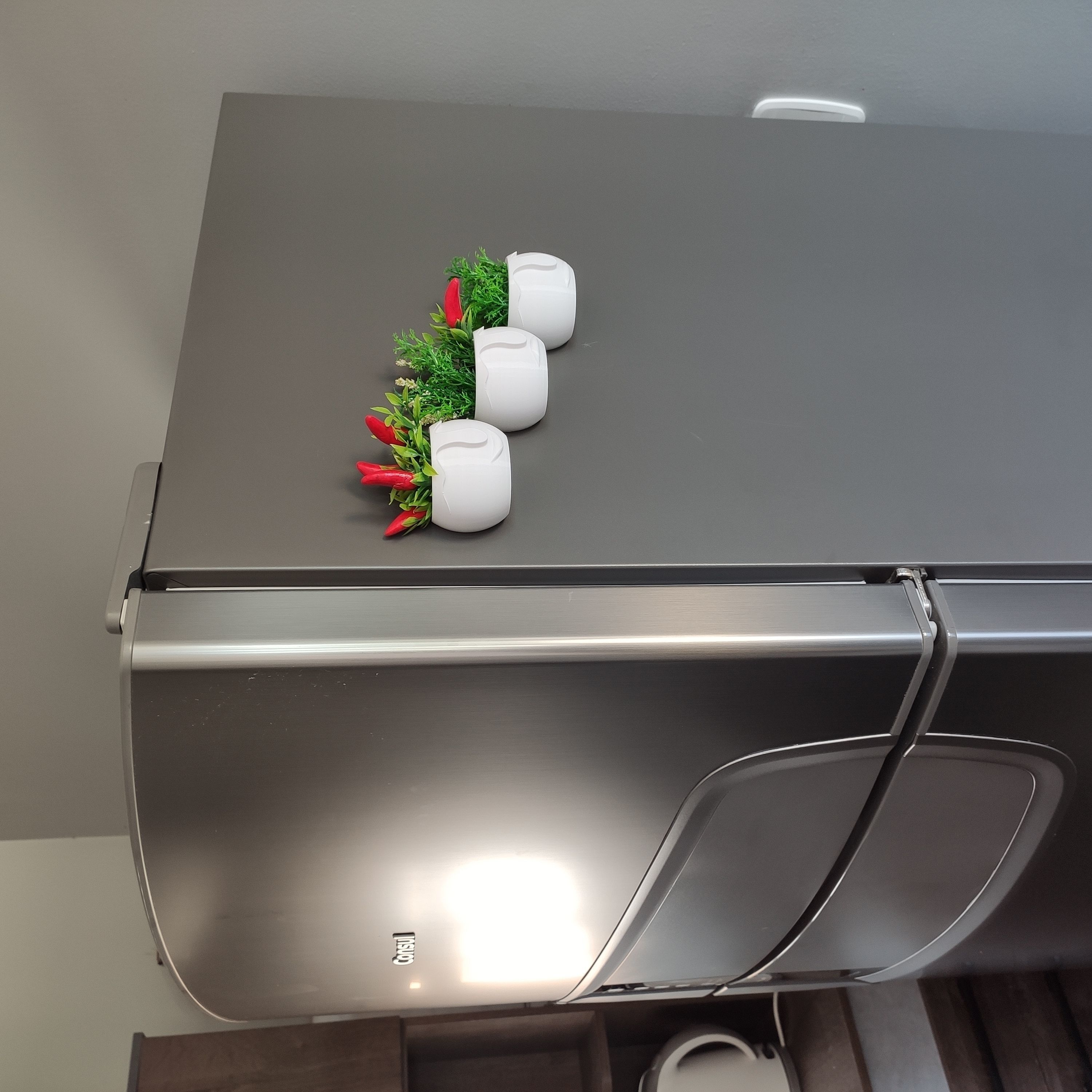 DECORATIVE PLANT POT FOR FRIDGE WITH MAGNET 3D print model_3