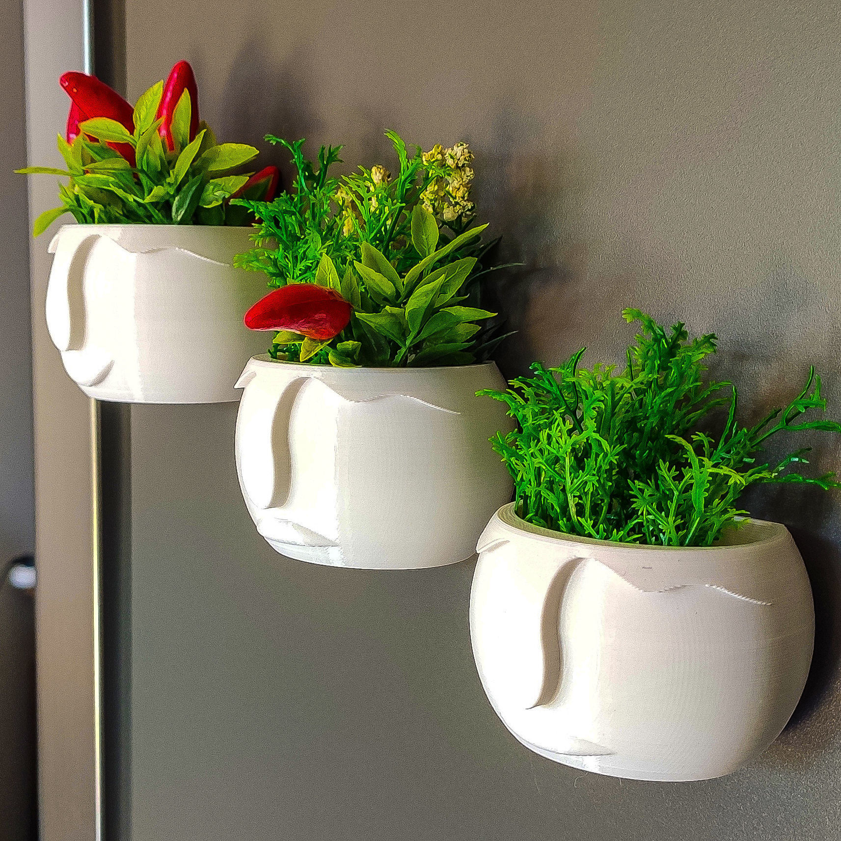 DECORATIVE PLANT POT FOR FRIDGE WITH MAGNET 3D print model_2