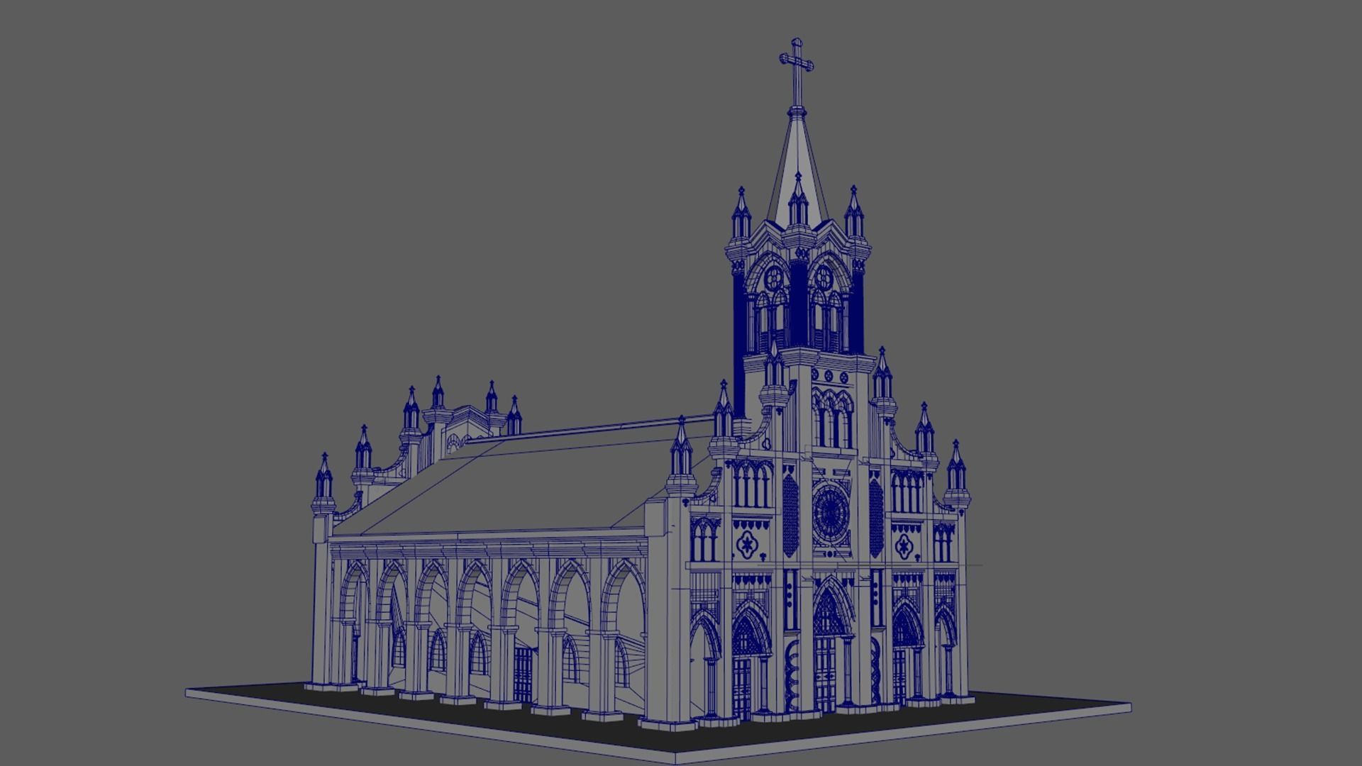 Church Da Nang cathedral model Low-poly 3D model_10
