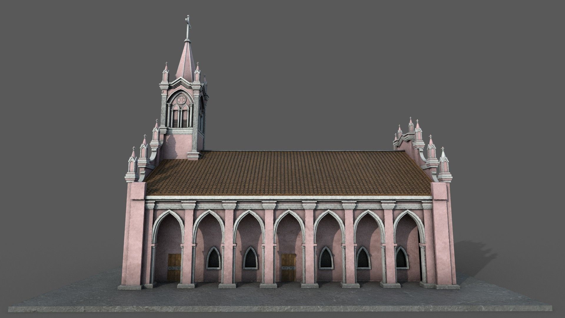 Church Da Nang cathedral model Low-poly 3D model_2