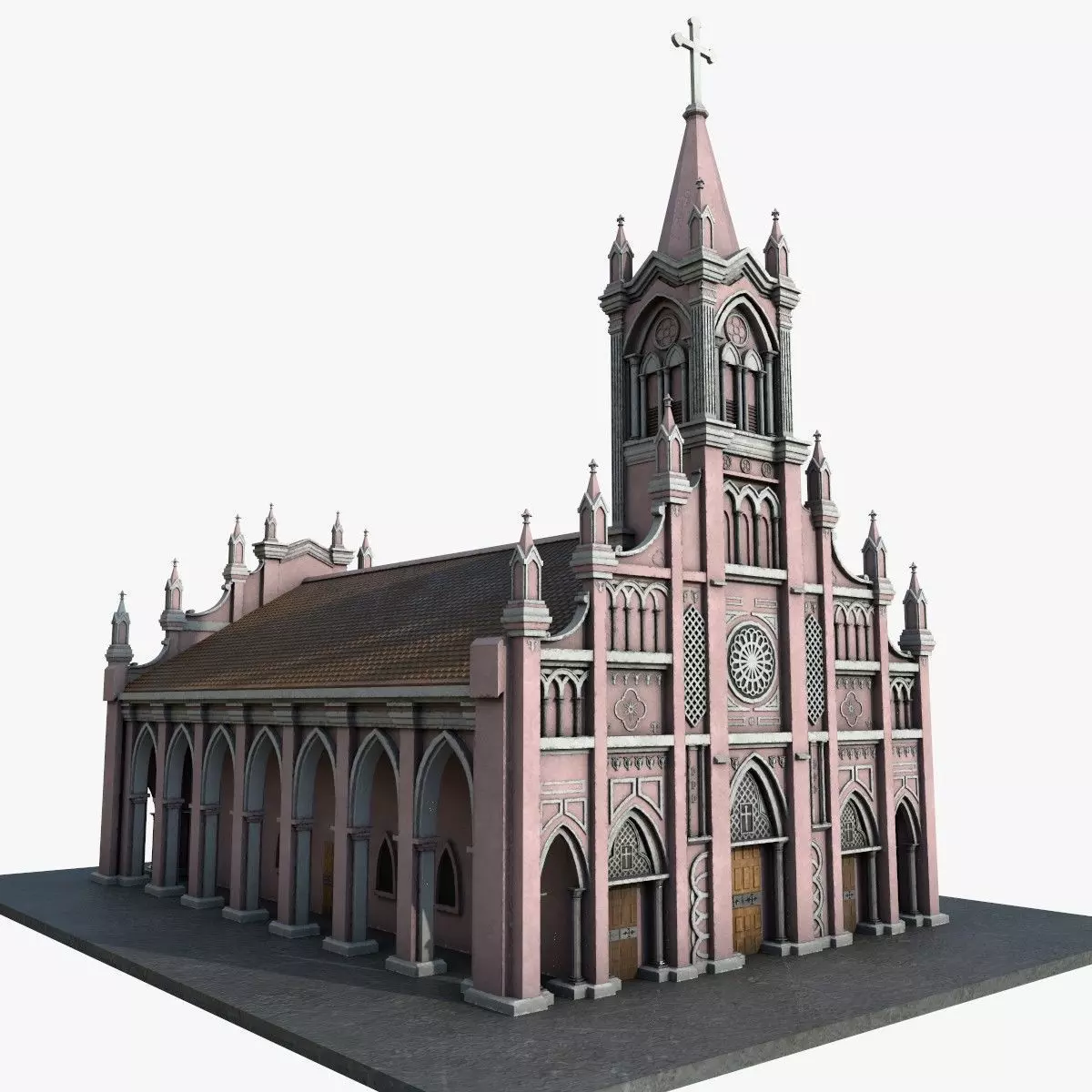 Church Da Nang cathedral model Low-poly 3D model_0