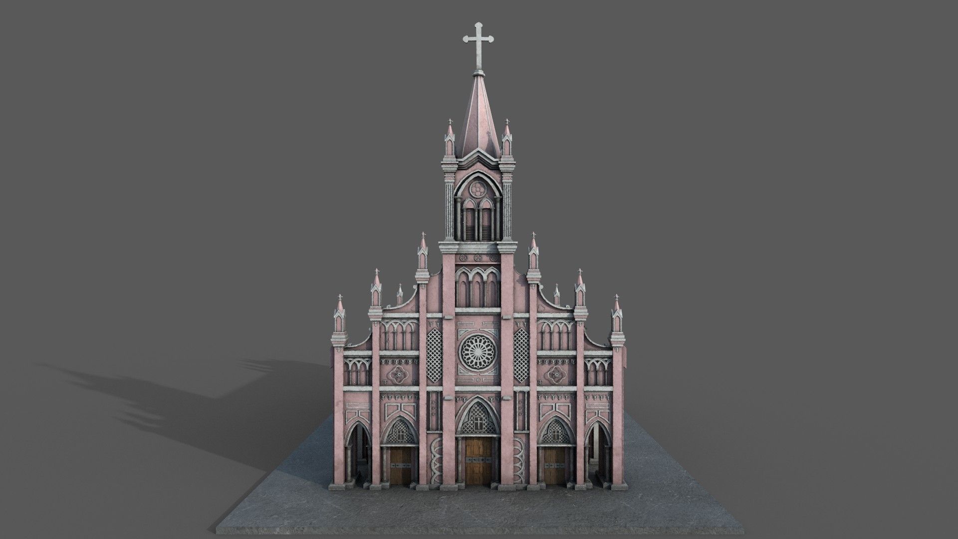 Church Da Nang cathedral model Low-poly 3D model_7