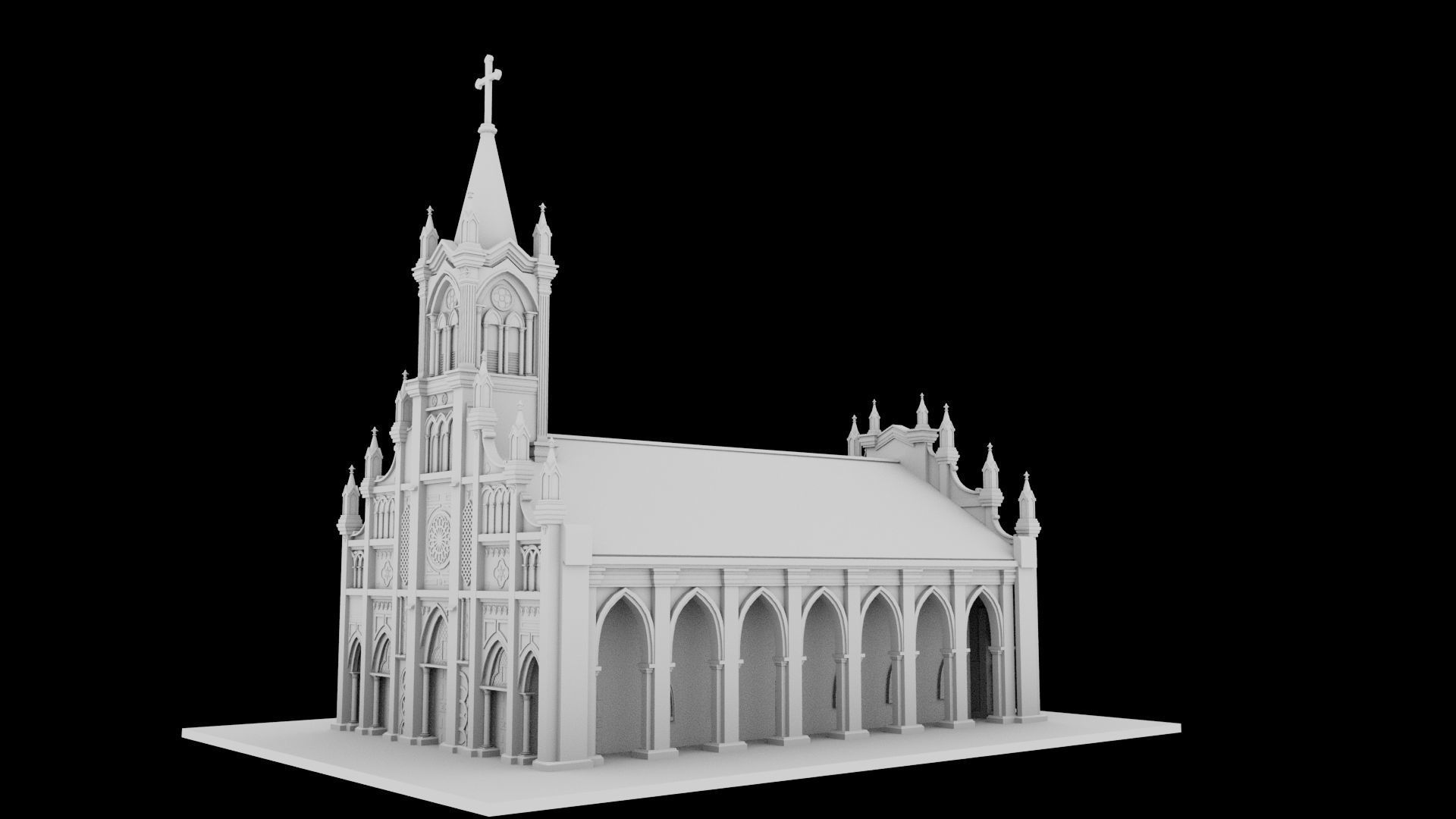 Church Da Nang cathedral model Low-poly 3D model_8