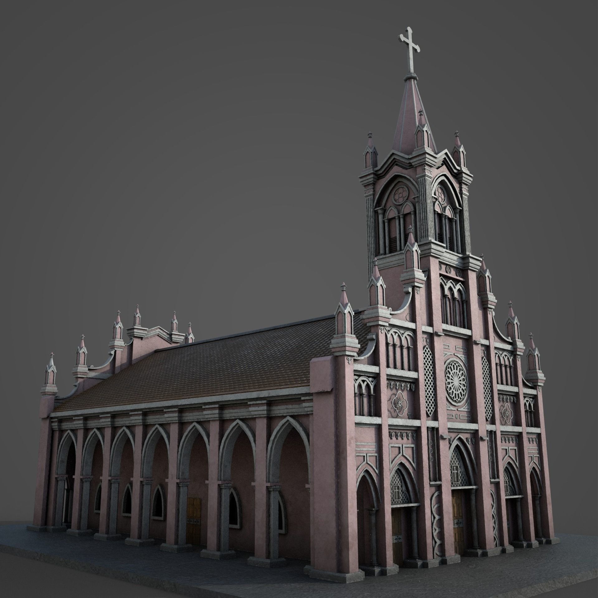 Church Da Nang cathedral model Low-poly 3D model_3
