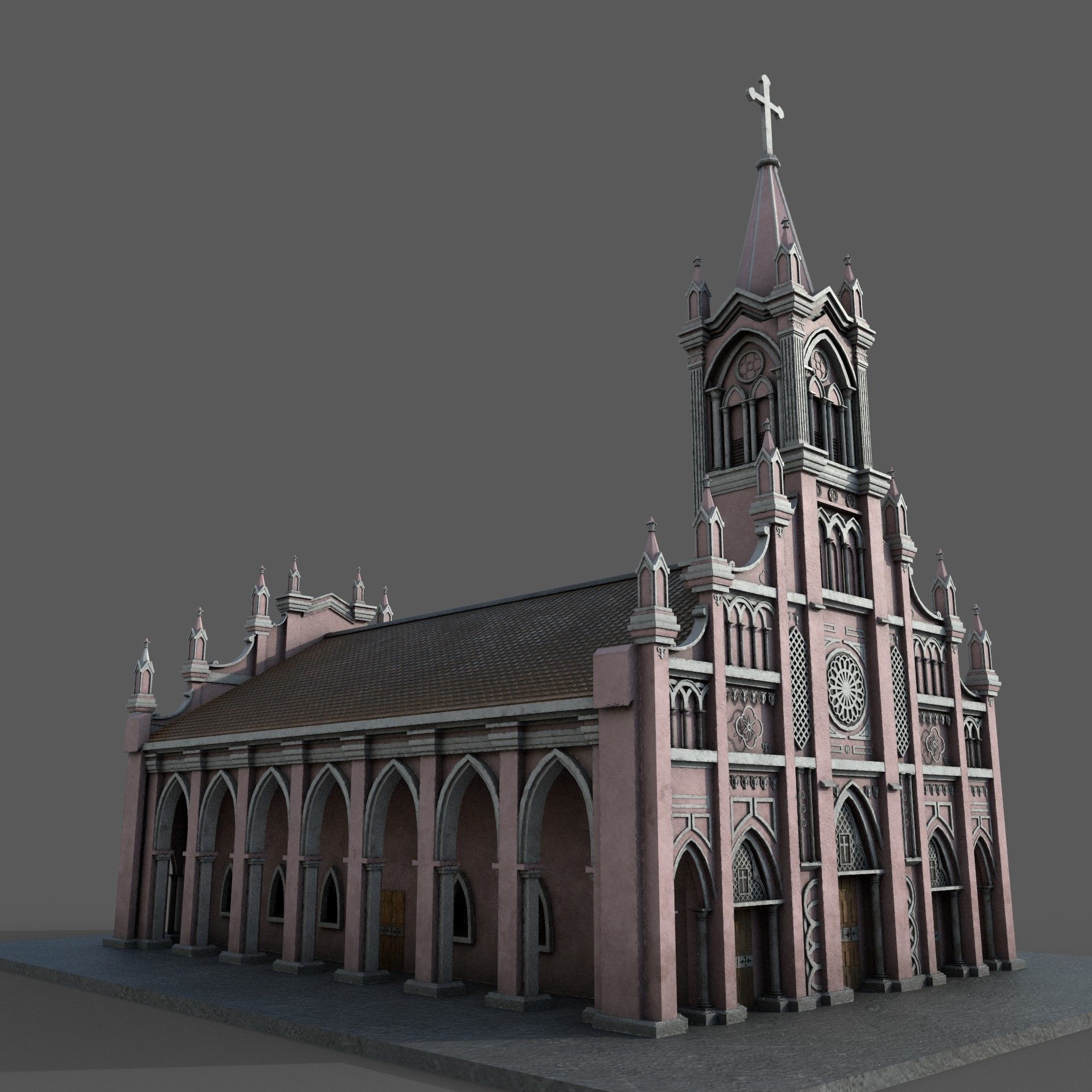 Church Da Nang cathedral model Low-poly 3D model_9
