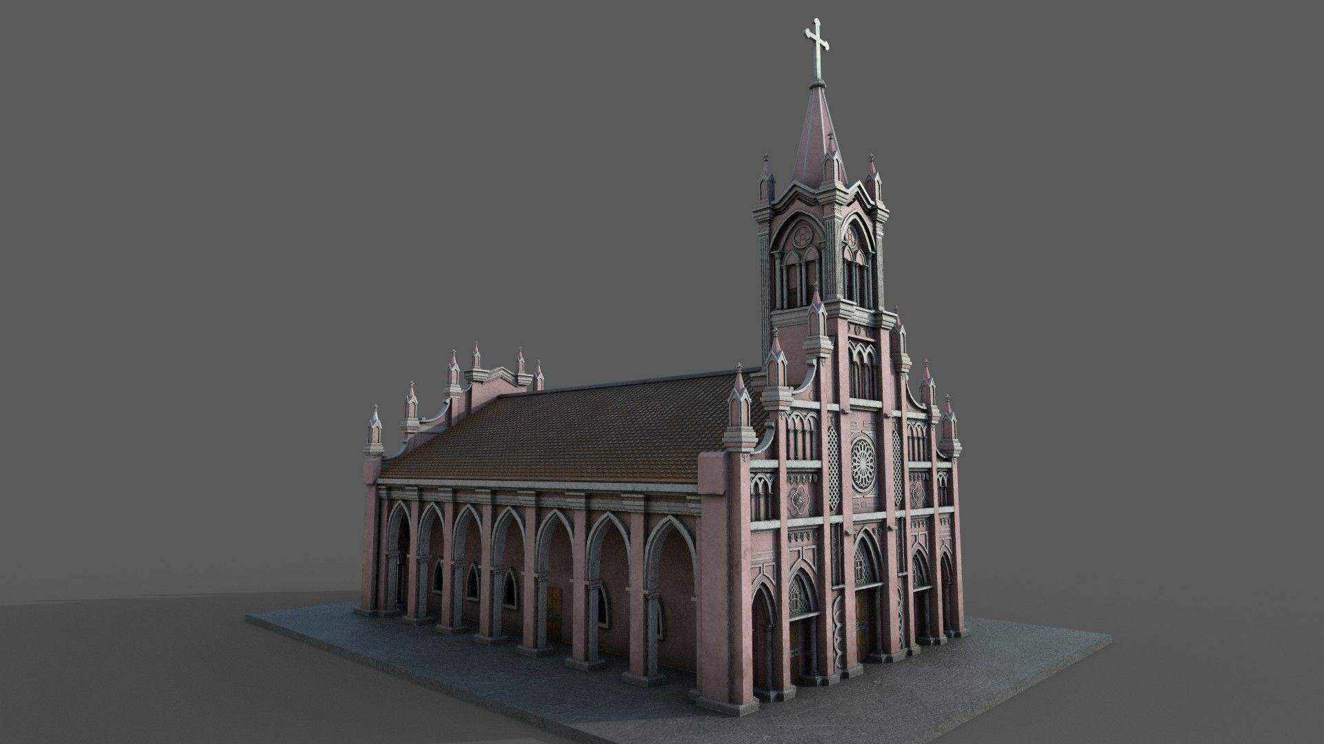 Church Da Nang cathedral model Low-poly 3D model_1