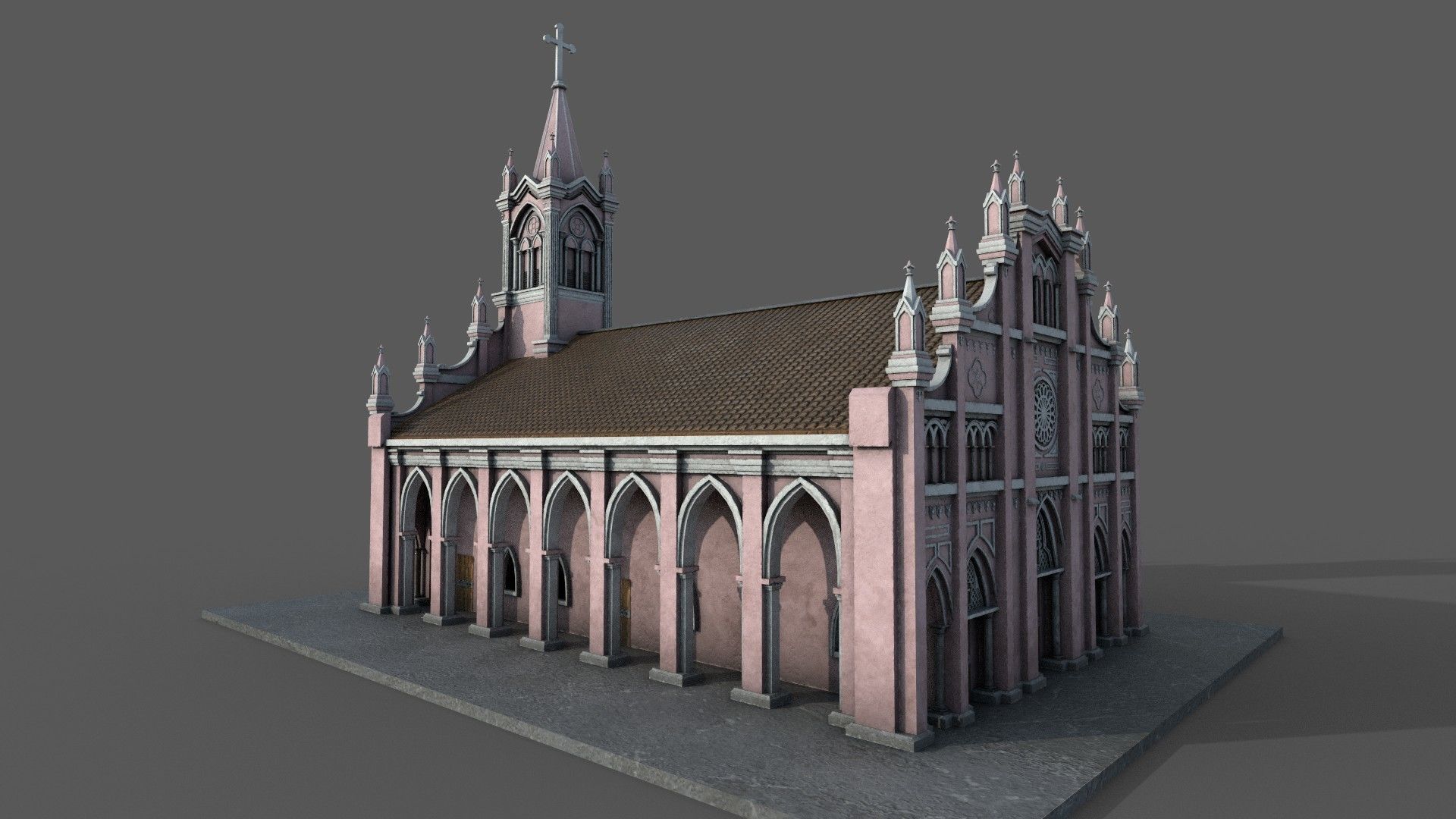 Church Da Nang cathedral model Low-poly 3D model_6