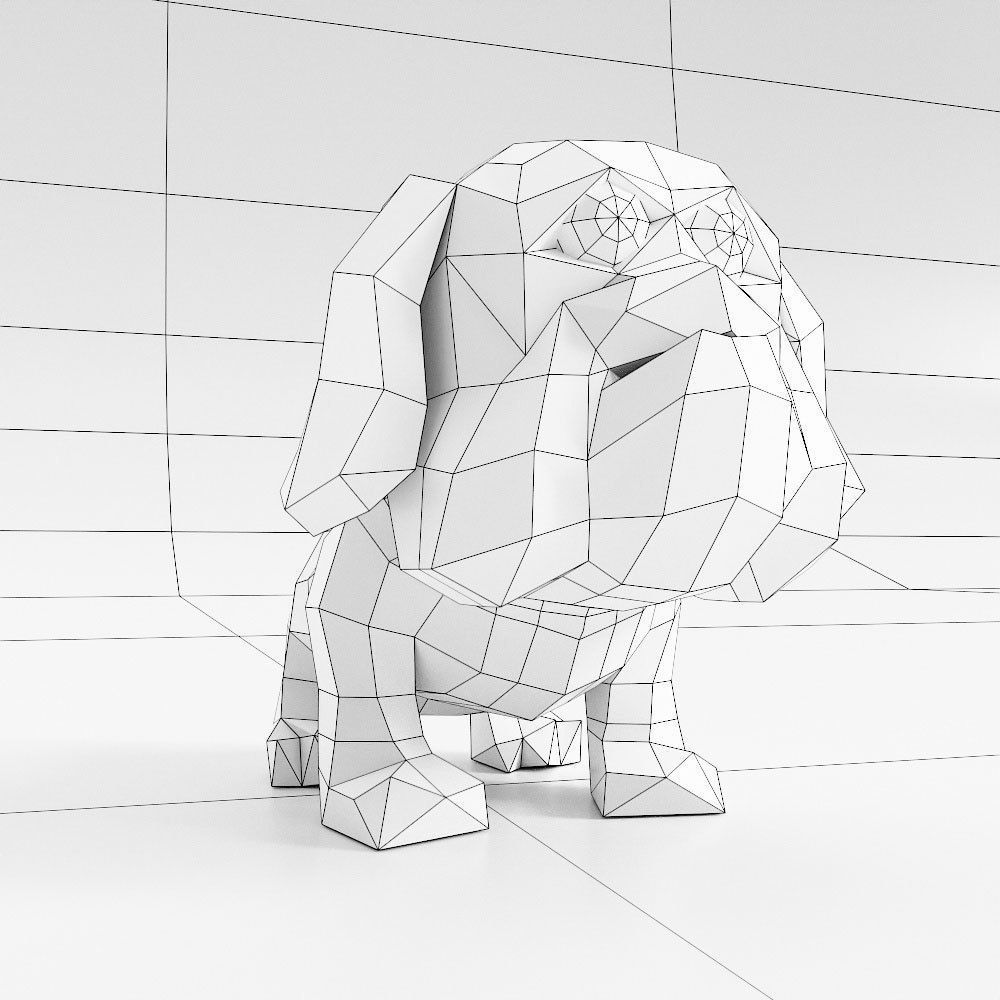 Bulldog puppy toon 3d model  Low-poly 3D model_5