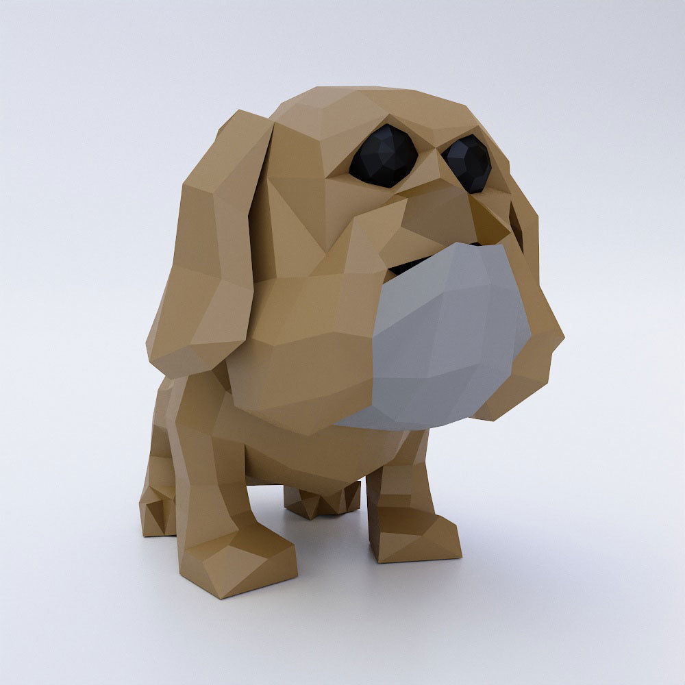 Bulldog puppy toon 3d model  Low-poly 3D model_2