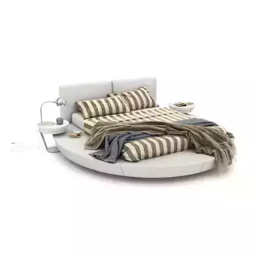 Round Bed Night Stand Light Leather