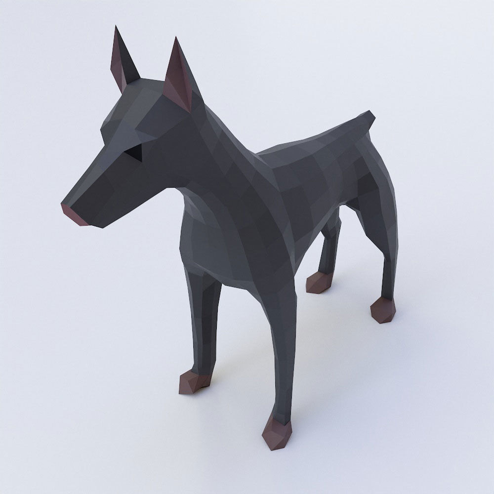 Doberman dog 3d model  Low-poly 3D model_1