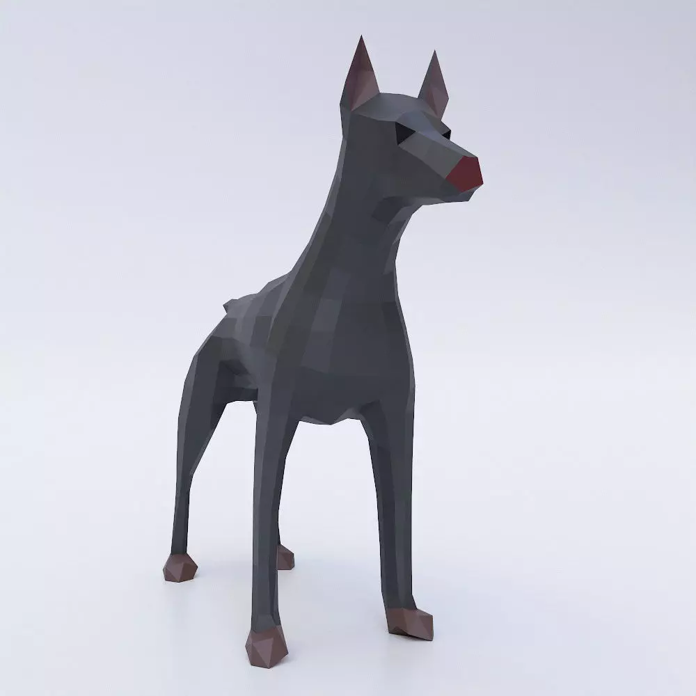 Doberman dog 3d model  Low-poly 3D model_0