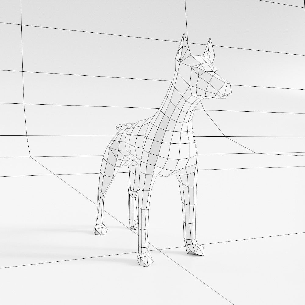Doberman dog 3d model  Low-poly 3D model_3
