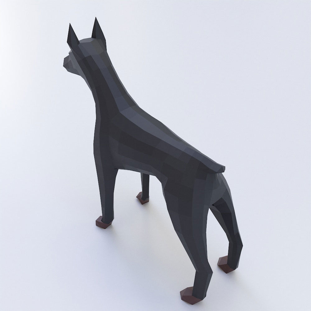 Doberman dog 3d model  Low-poly 3D model_2