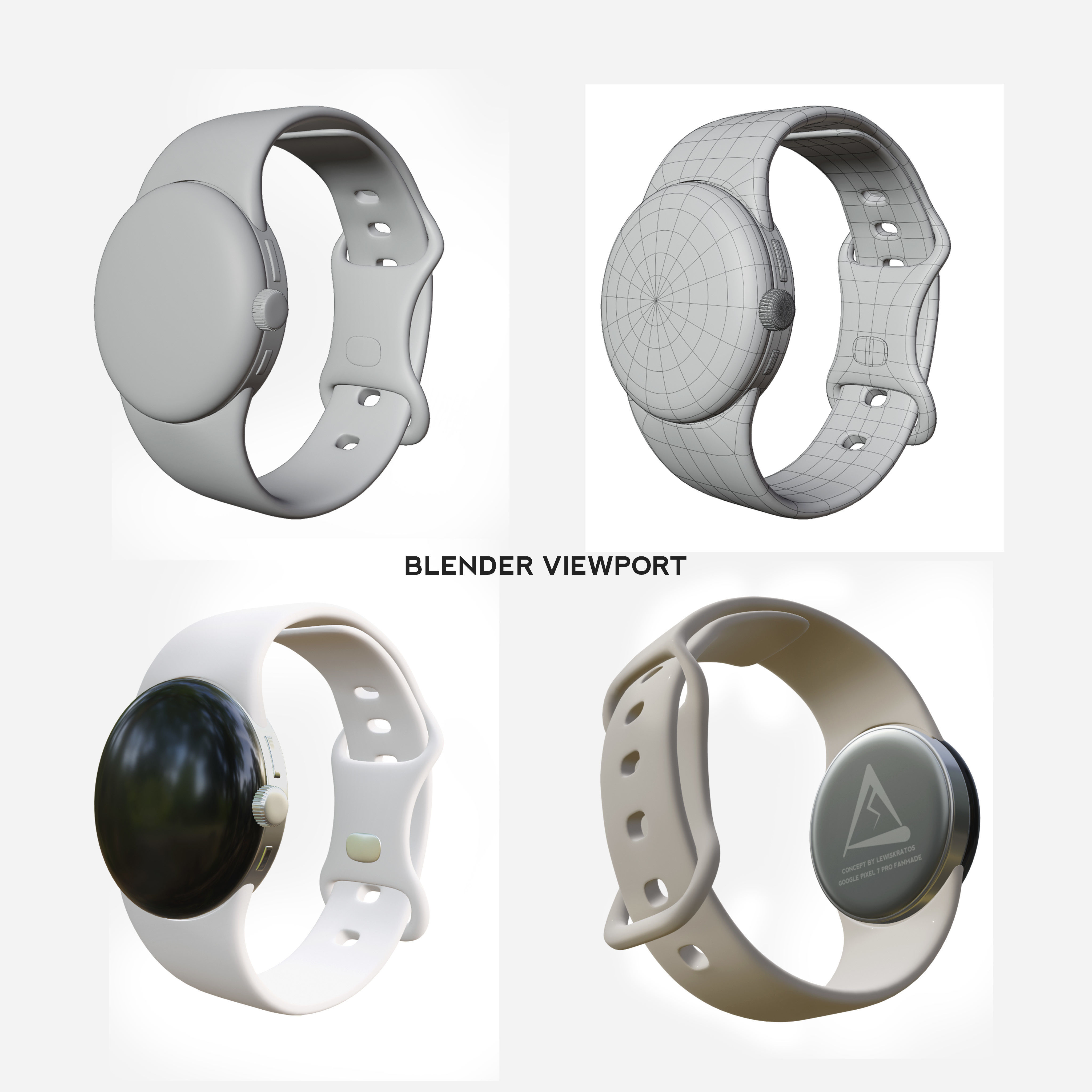 Google Smart Watch Pixel 5 3D model_5