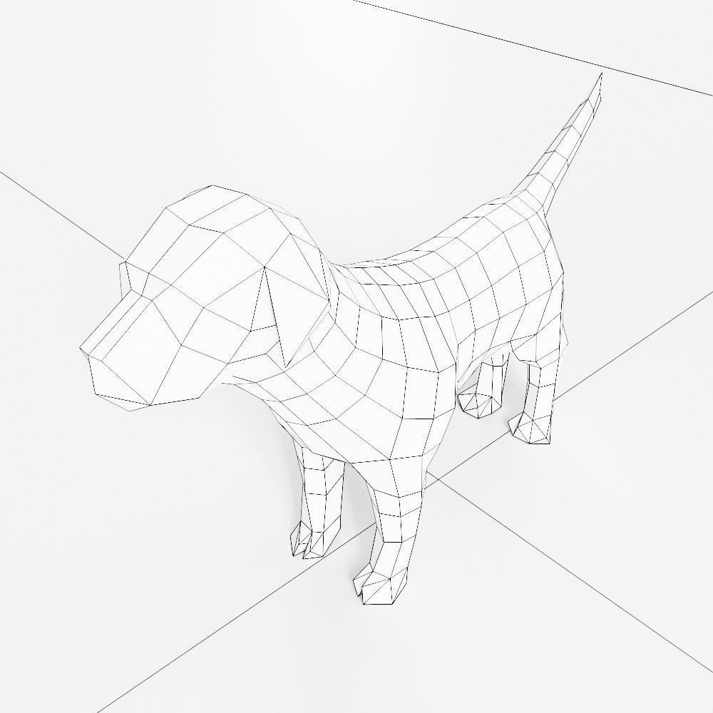 Dog puppy 3d model  Low-poly 3D model_3