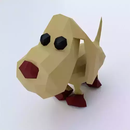  Dog low poly toon 3d model 