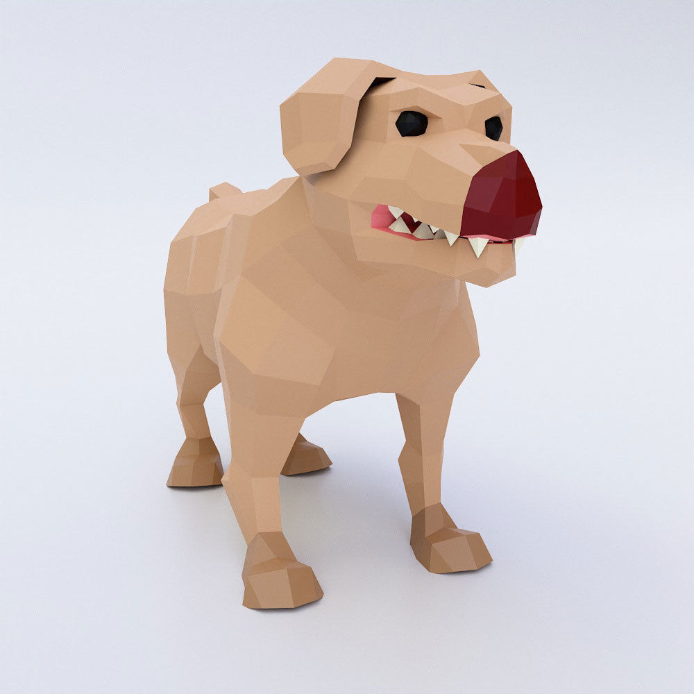 Dog  animal 3d model  Low-poly 3D model_1