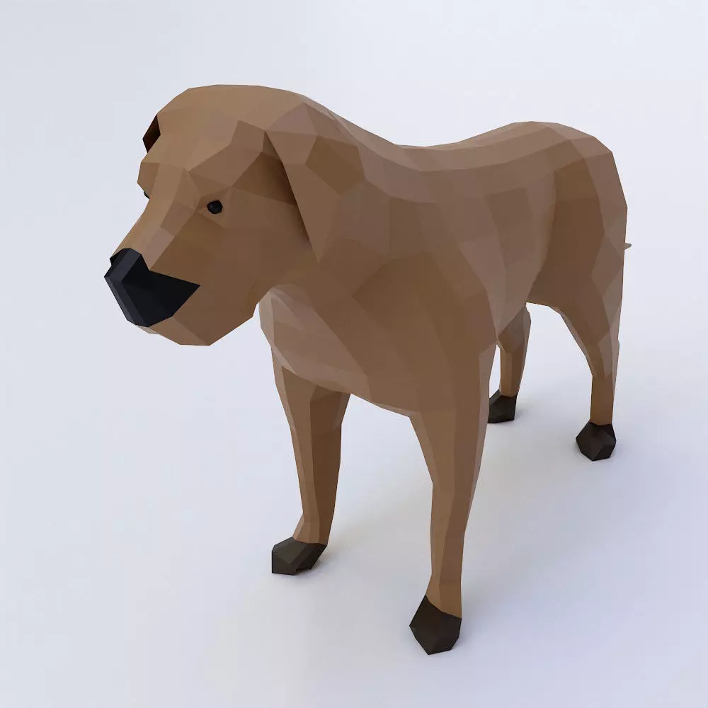 English mastiff Dog low poly 3d model  Low-poly 3D model_0