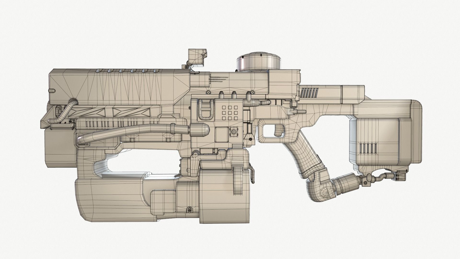 Sci-fi gun Low-poly 3D model_8