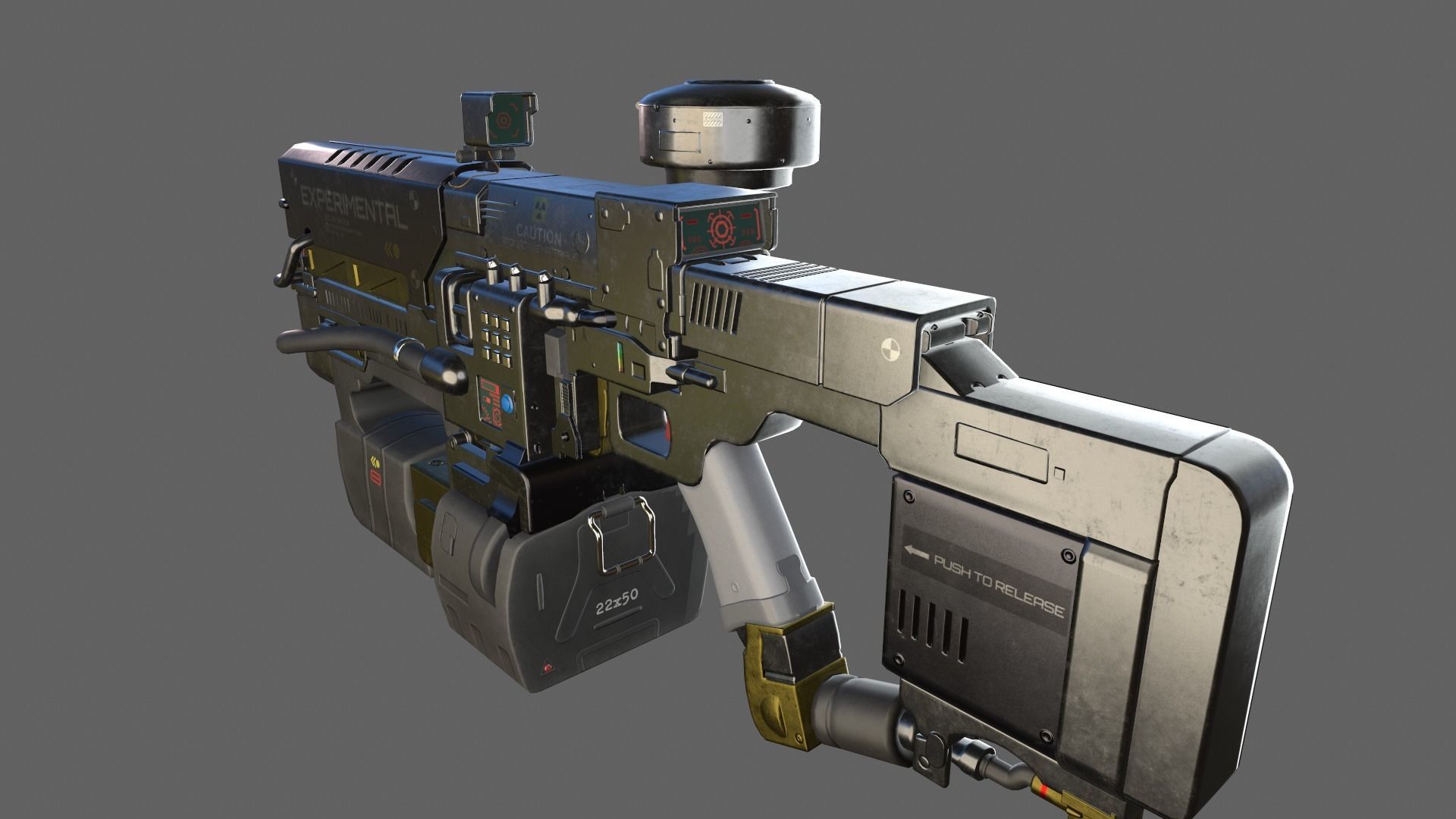 Sci-fi gun Low-poly 3D model_5