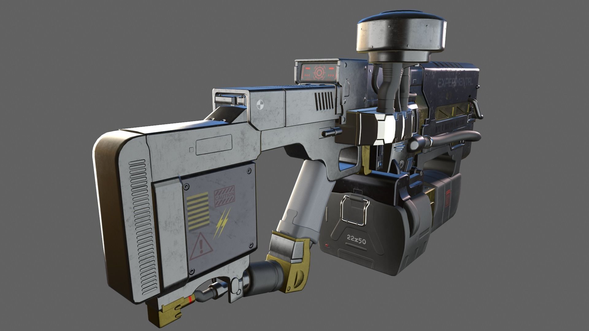 Sci-fi gun Low-poly 3D model_4
