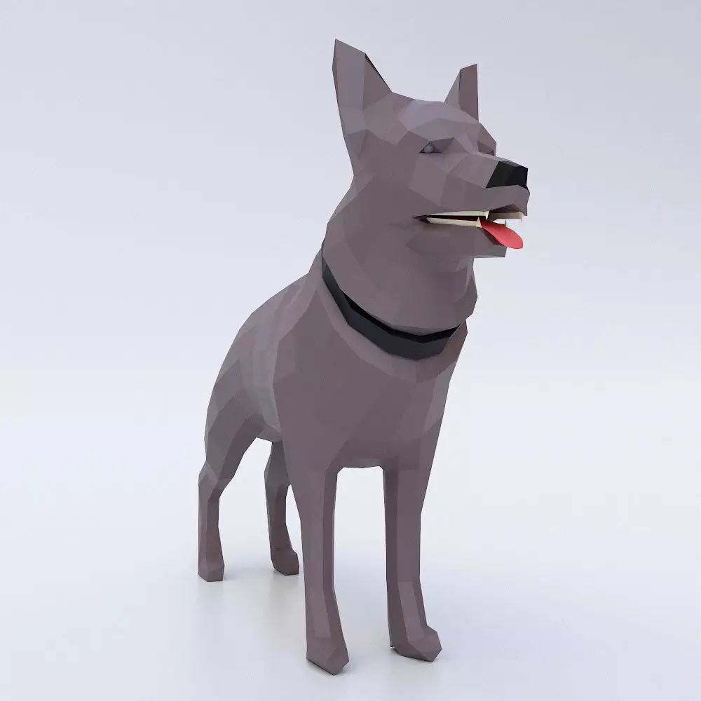 German shepherd low poly 3d model  Low-poly 3D model_0