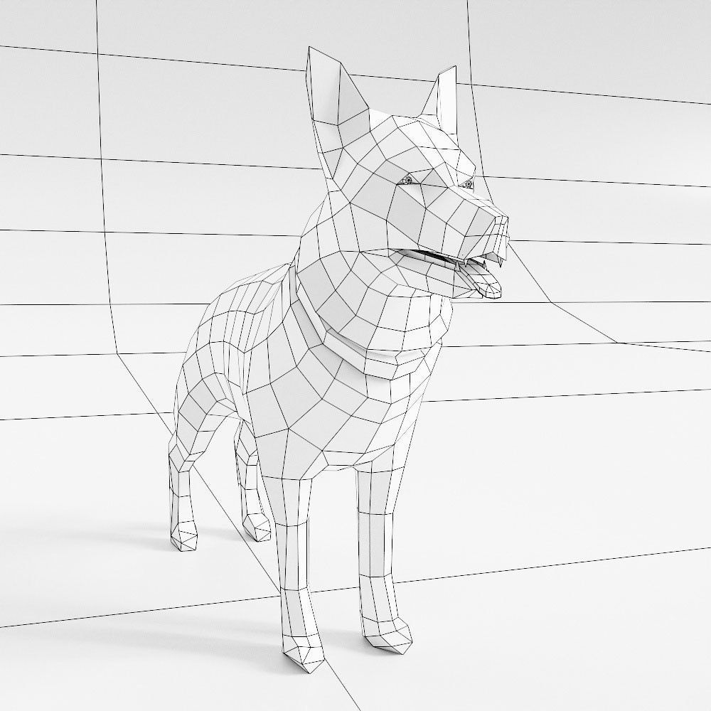 German shepherd low poly 3d model  Low-poly 3D model_3