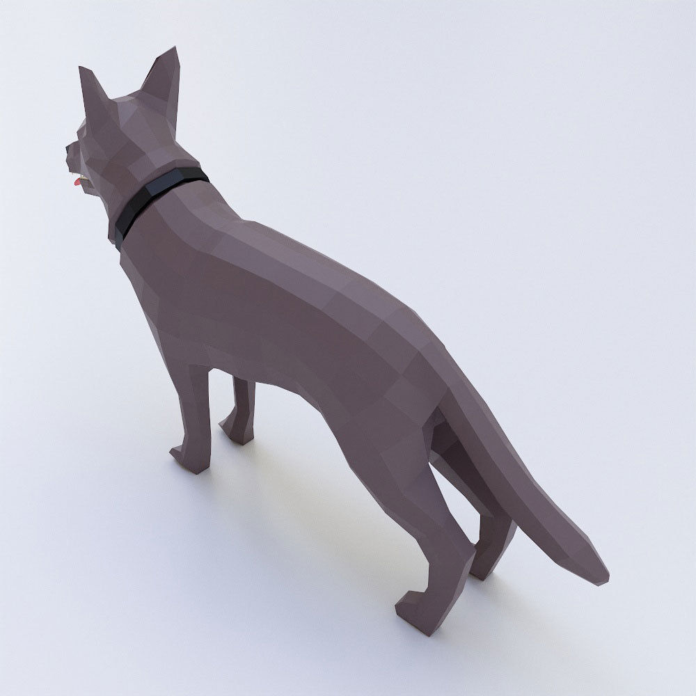 German shepherd low poly 3d model  Low-poly 3D model_2