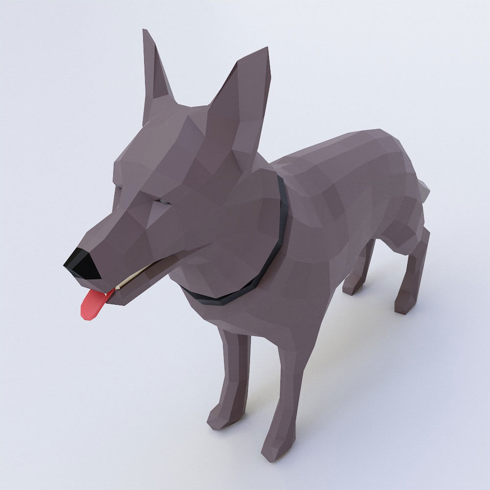 German shepherd low poly 3d model  Low-poly 3D model_1