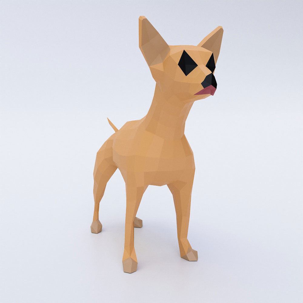 Puppy 3d model chihuahua dog in low polygons Low-poly 3D model_1