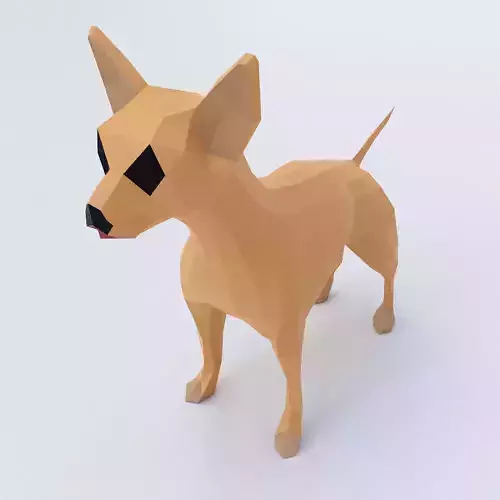 Puppy 3d model chihuahua dog in low polygons