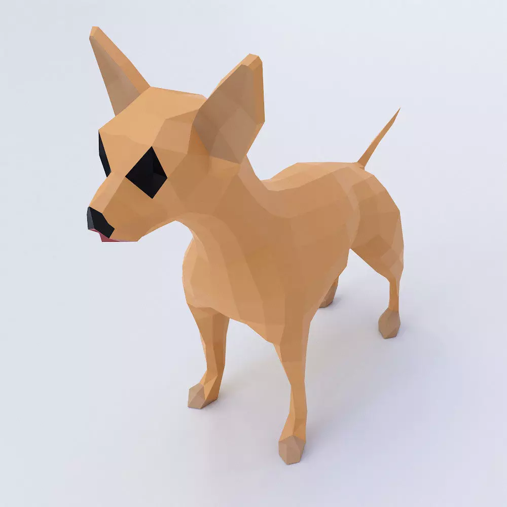 Puppy 3d model chihuahua dog in low polygons Low-poly 3D model_0