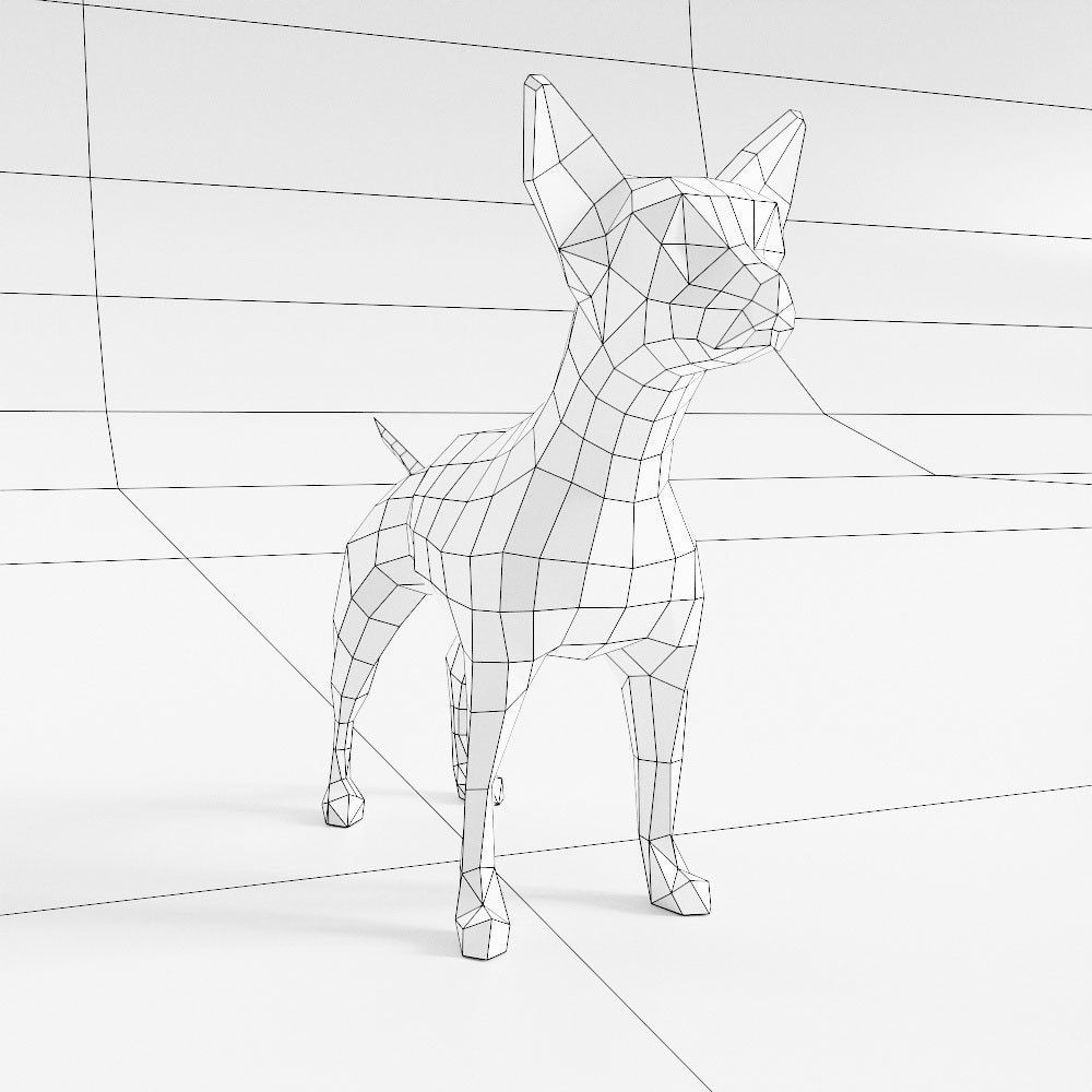 Puppy 3d model chihuahua dog in low polygons Low-poly 3D model_3