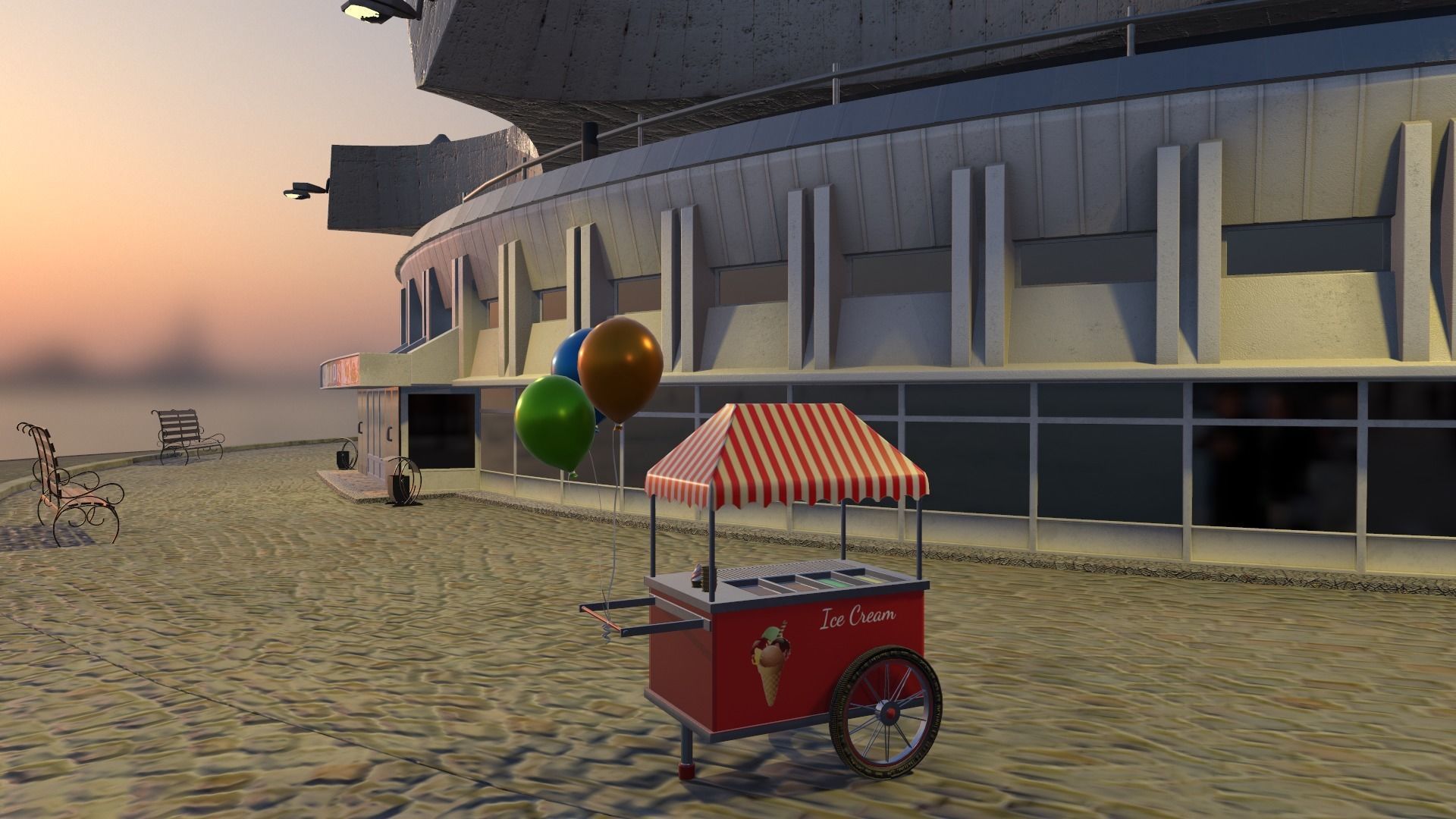 Circus venice city hall at sunset Low-poly 3D model_6